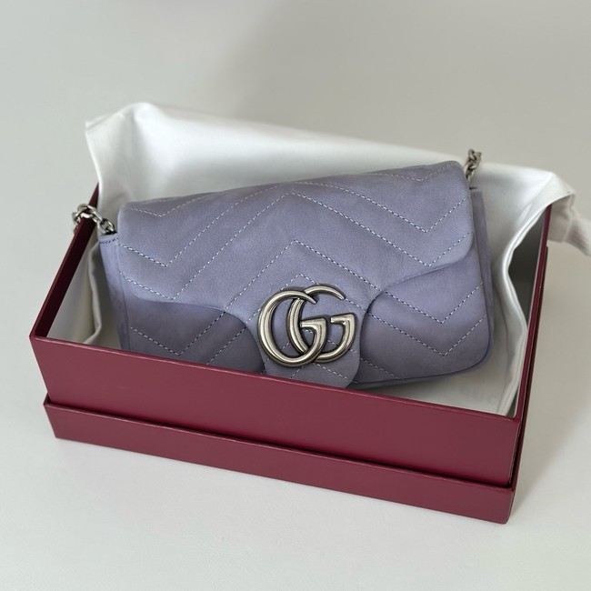 GUCCI GG Marmont mini shoulder bag Variation 841290 Variation dusty blue suede