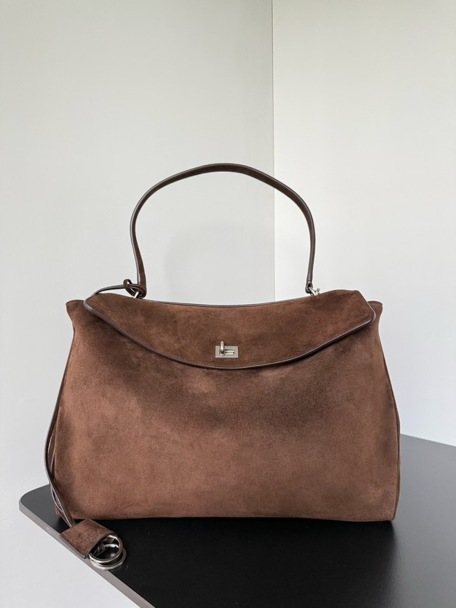 Balenciaga Rodeo Handbag Large suede calfskin 795459 Coffee