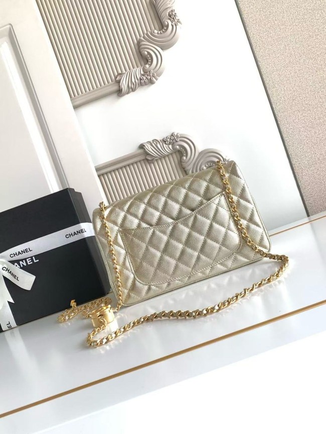 CHANEL small Flap Bag AS5756 light gold