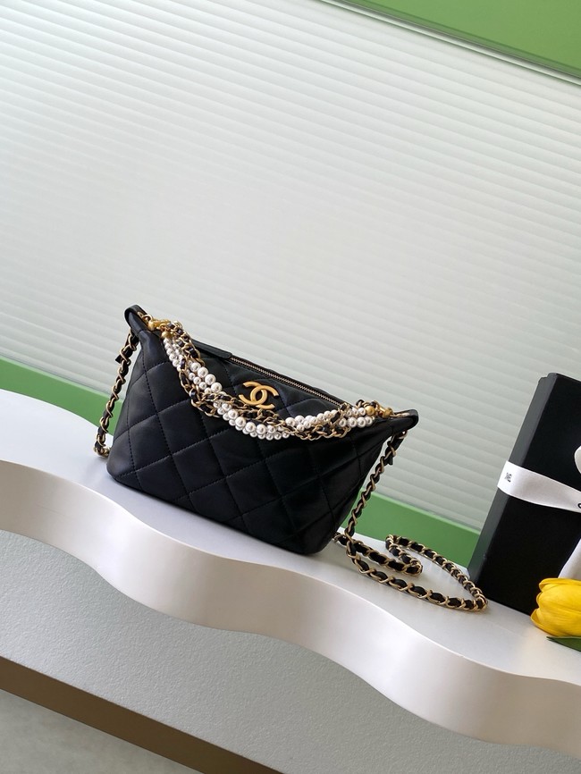 Chanel Lambskin Hobo Handbag AS5898 black