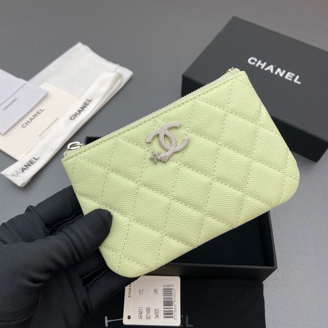 Chanel Zipped Pocket wallet S4811 light green