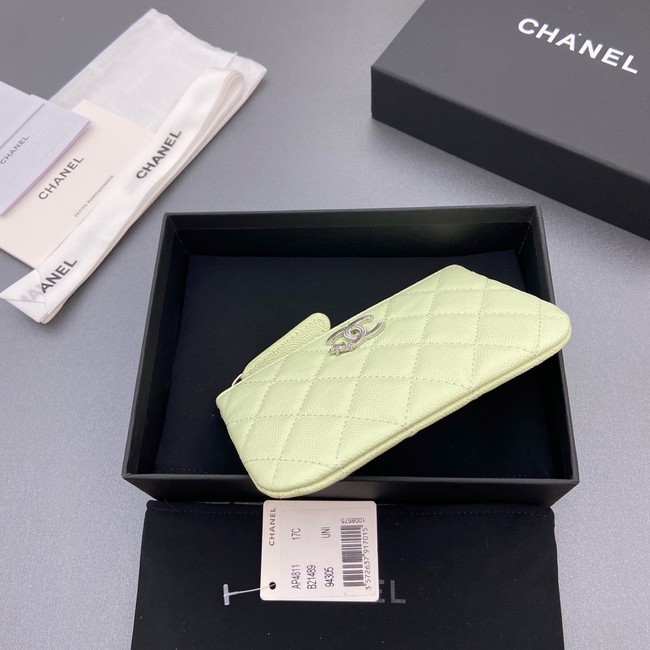 Chanel Zipped Pocket wallet S4811 light green