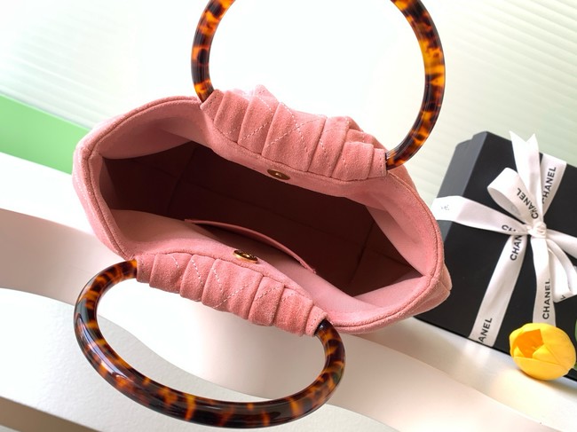 CHANEL Hobo Bag Suede AS6010 pink