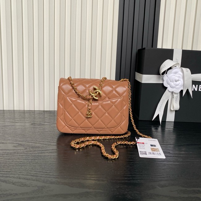 CHANEL Mini Flap Bag AS5758 Camel&gold Metal