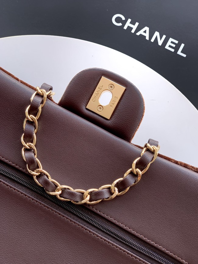 CHANEL Classic 11.12 Handbag velvet A01112 Coffee