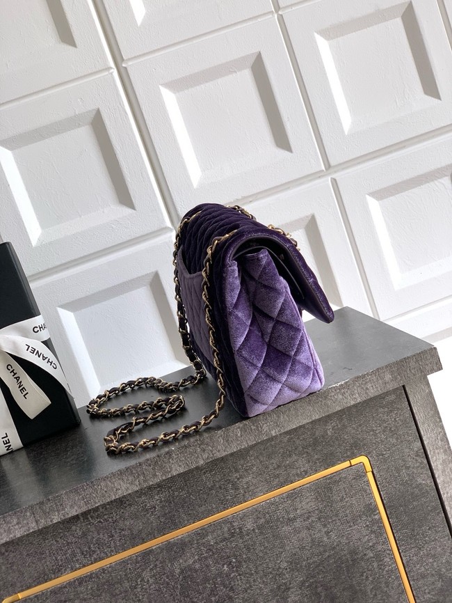 CHANEL Classic 11.12 Handbag velvet A01112 Purple