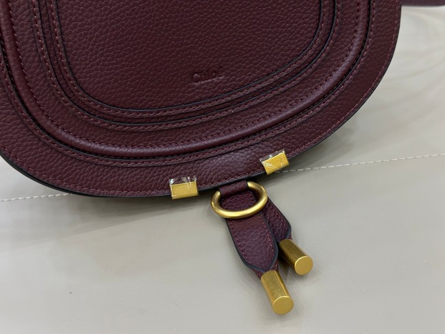 Chloe Grained Calfskin MARCIE saddle bag 31054 burgundy