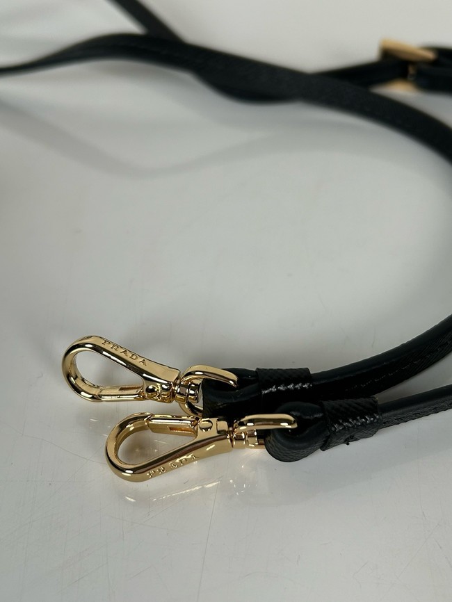 Prada Leather wallet with shoulder strap 1MF059 black