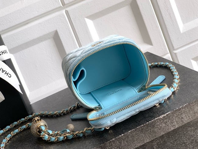 CHANEL velvet Small Vanity with Chain AP3941 light blue