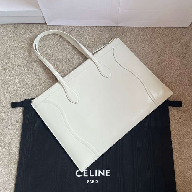 Celine FLAT CABAS NEW LUGGAGE IN GLOSSY CALFSKIN 123963 WHITE