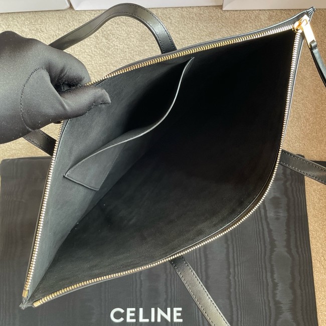 Celine FLAT CABAS NEW LUGGAGE IN GLOSSY CALFSKIN 123963 black