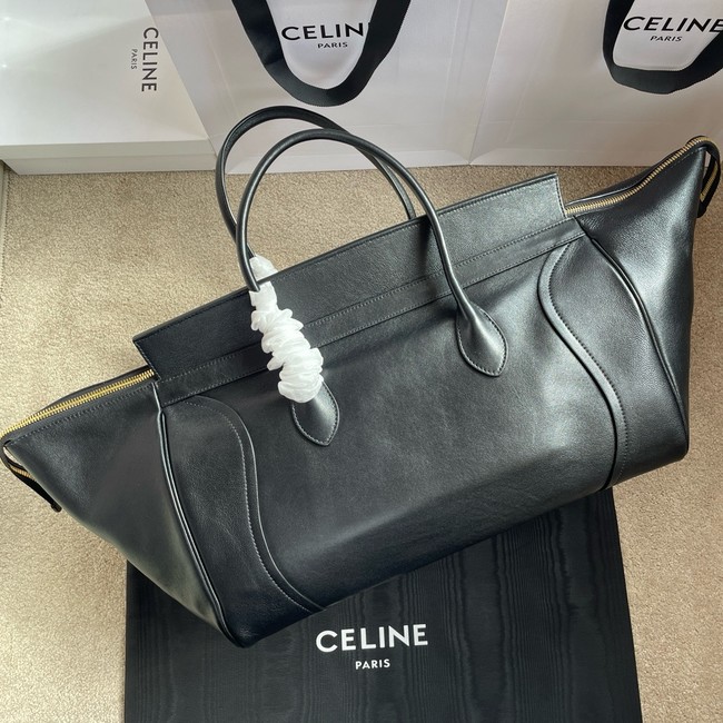 Celine LARGE SMILING NEW LUGGAGE IN SUPPLE SHINY LAMBSKIN 123683 black