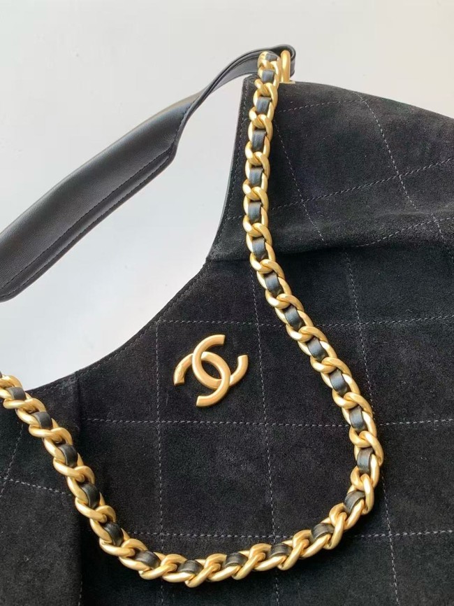 CHANEL Hobo Bag Suede Calfskin AS5978 black