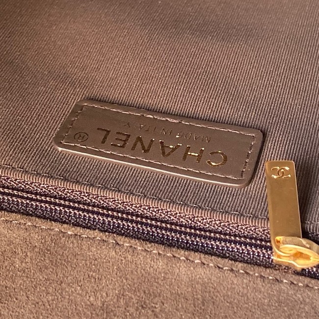 CHANEL Suede Calfskin Shoulder Bag AS5883 dark brown