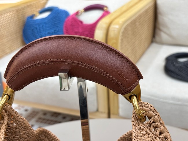 Chloe SUMMER straw and leather tote bag 1668 Apricot