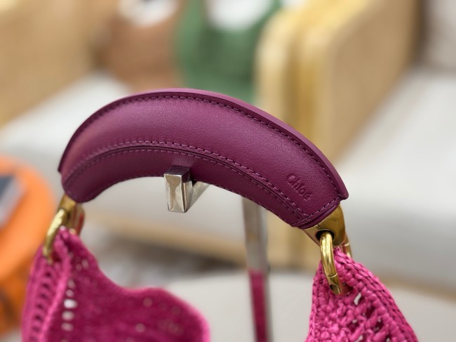 Chloe SUMMER straw and leather tote bag 1668 rose