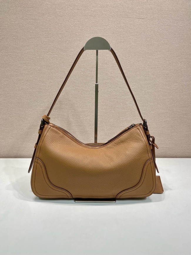 Prada Aimee large leather shoulder bag 1BC280 Caramel