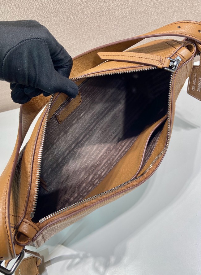 Prada Aimee large leather shoulder bag 1BC280 Caramel