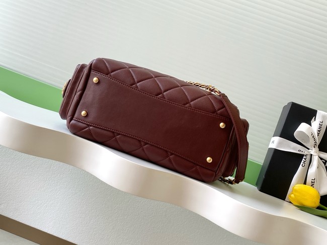 Chanel Lambskin Small Bowling Bag AS5792 burgundy