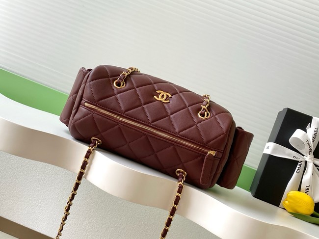 Chanel Lambskin Small Bowling Bag AS5792 burgundy