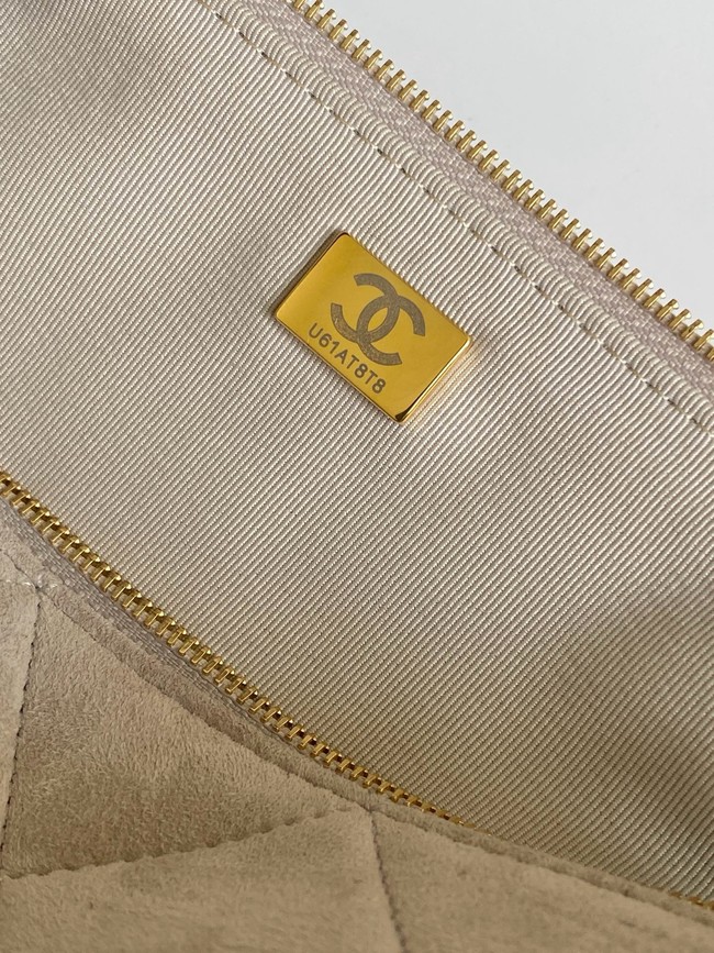 Chanel velvet Small Bowling Bag AS5792 Cream