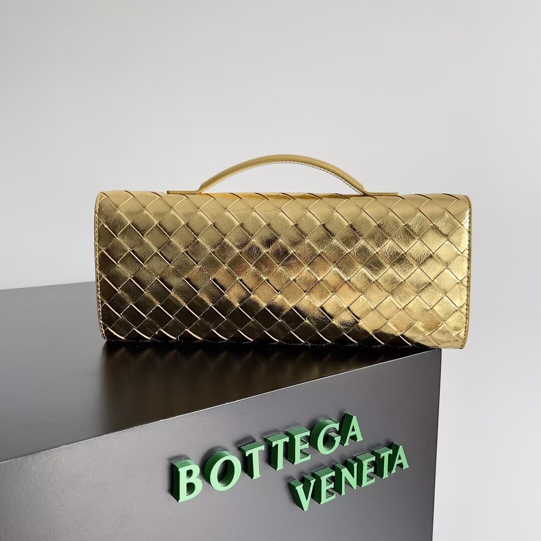 Bottega Veneta Original Leather Long Clutch Andiamo With Handle 741511 Gold 