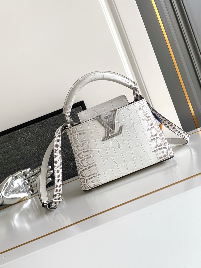 Louis Vuitton Capucines MINI M84713 light gray&crystal