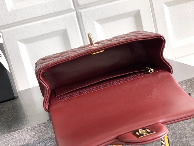 CHANEL Mini Flap Bag with Top Handle AP2431 burgundy