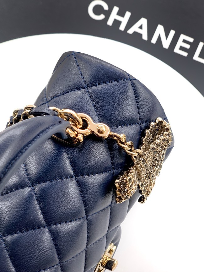 CHANEL Mini Flap Bag with Top Handle AP2431 dark blue