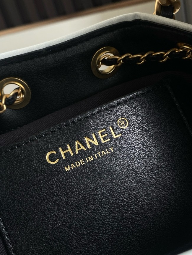 CHANEL 25 Small Handbag Printed Fabric AS5293 black