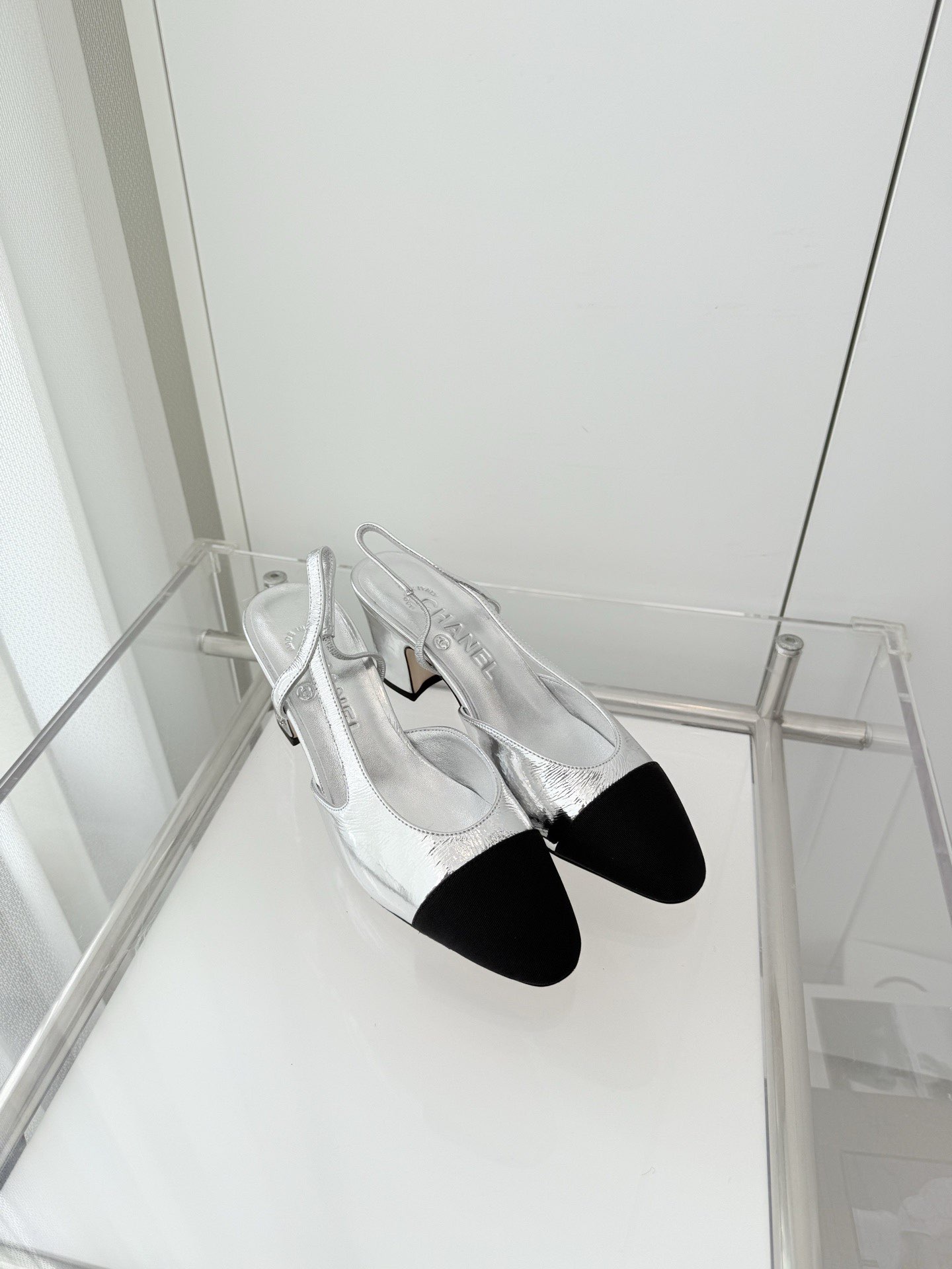 Chanel Sandals Calfskin Shoes 6.5CM Heels 63013 Silver