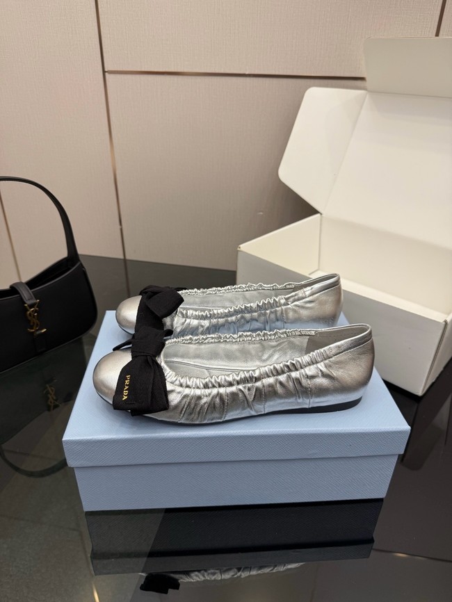 Prada Mordore nappa leather ballerinas with bow 55723-2