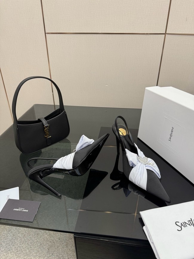 Saint Laurent AMALIA slingback pumps in satin crepe Heel 10.5CM 55726-1