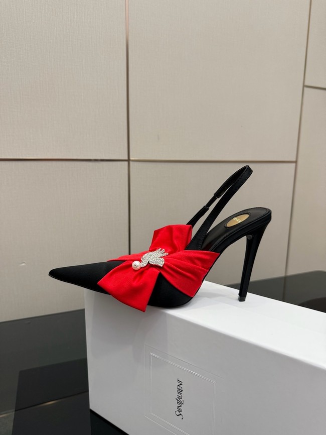 Saint Laurent AMALIA slingback pumps in satin crepe Heel 10.5CM 55726-3