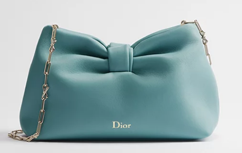 Small Dior Bow Bag Lambskin M0715O Bleu Tourmaline