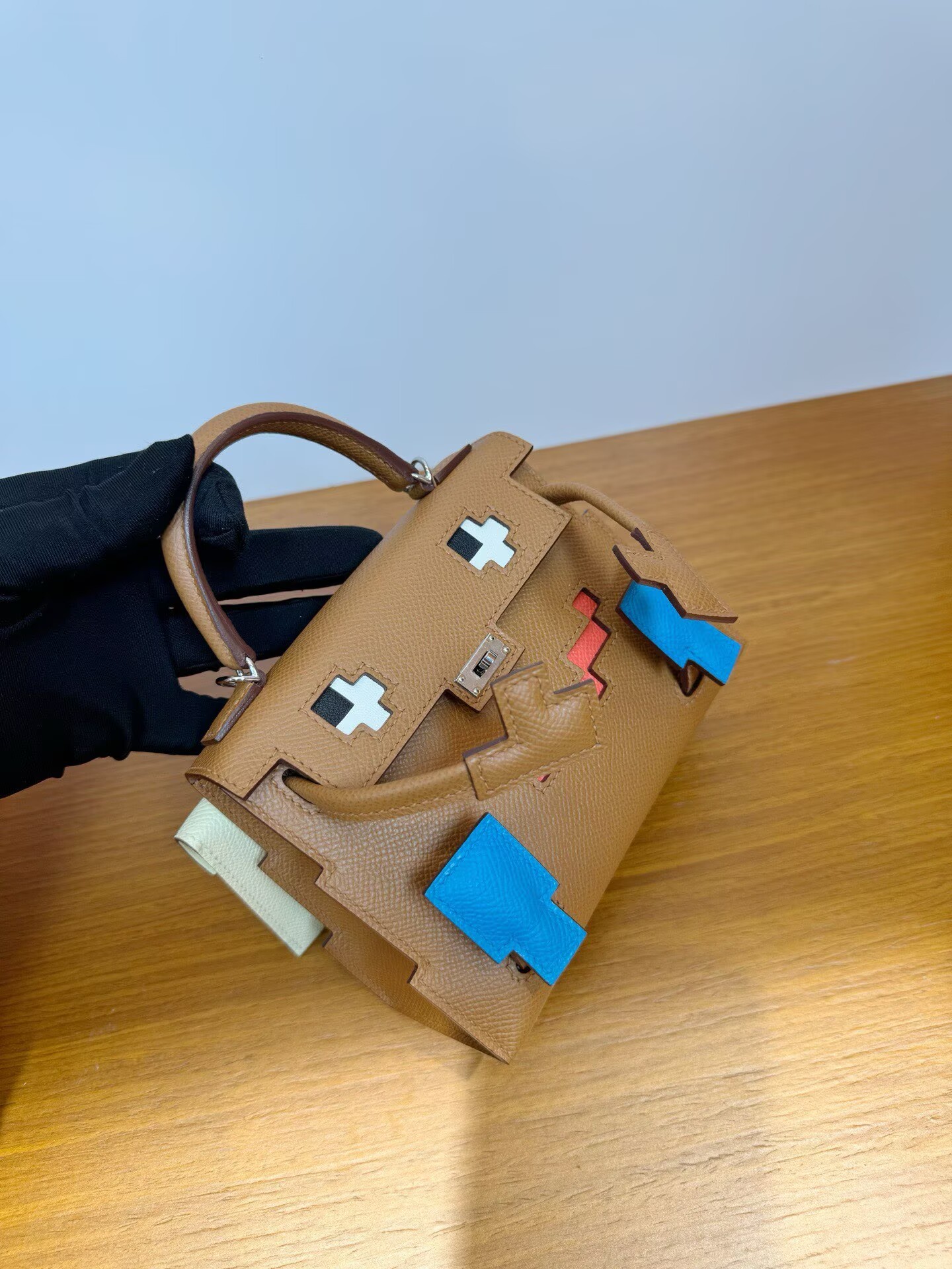 Hermes Original Epsom Leather Mosaic Figure Bag H6302 Brown Hermes Original Epsom Leather Mosaic Figure Bag H6302 Brown