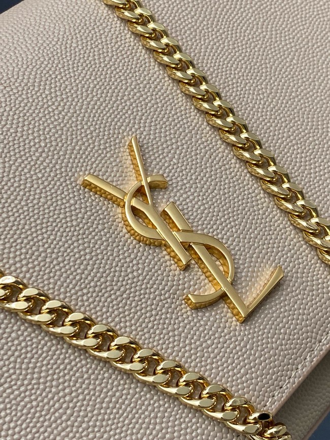 SAINT LAURENT KATE clutch in grain de poudre leather 851921 DARK BEIGE