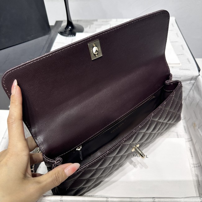 Chanel Maxi Flap Bag With Top Handle AS6091 dark brown
