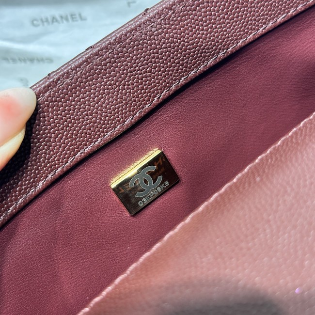 Chanel Maxi Flap Bag With Top Handle AS6091 wine red