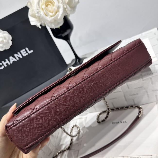 Chanel Maxi Flap Bag With Top Handle AS6091 wine red