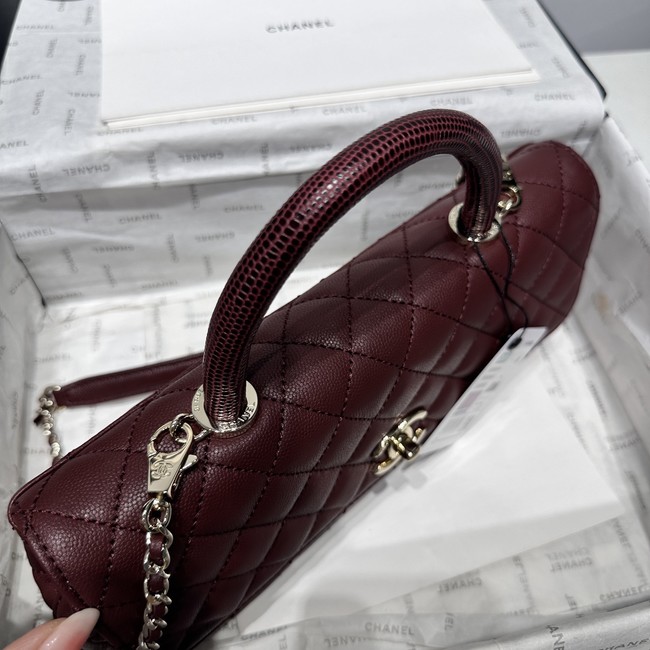 Chanel Maxi Flap Bag With Top Handle AS6091 wine red