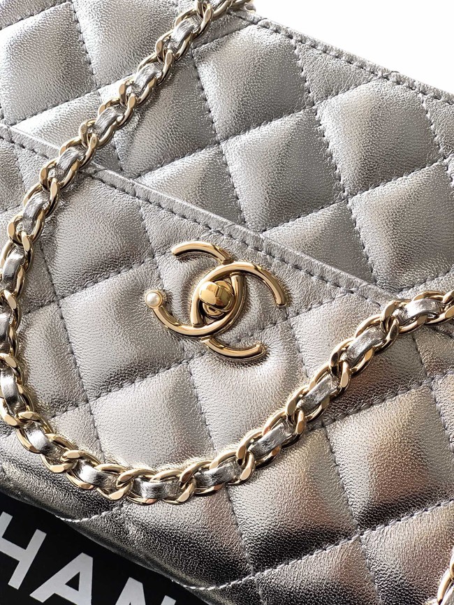 Chanel Mini Flap Bag with Top Handle AS5984 silver