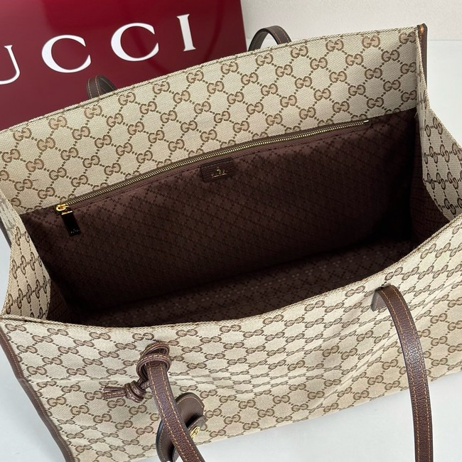 Gucci Large tote bag with charm 875056 dark brown GG canvas