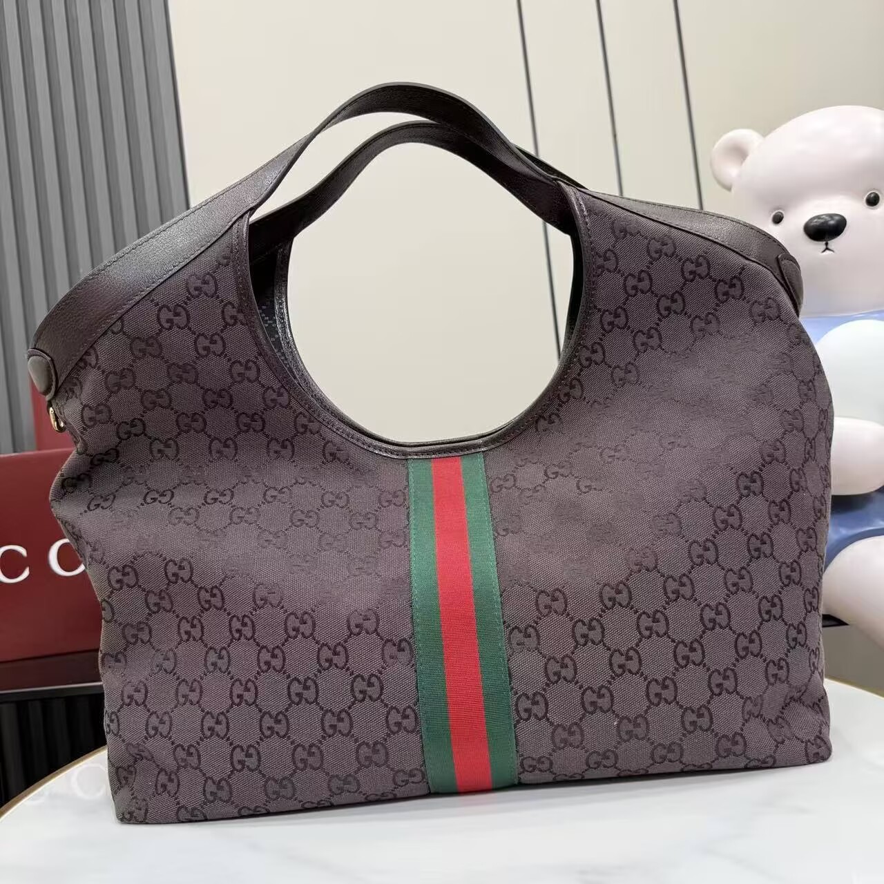 Gucci Giglio Large Tote Bag Variation GG Canvas 853971 Dark Brown Gucci Giglio Large Tote Bag Variation GG Canvas 853971 Dark Brown