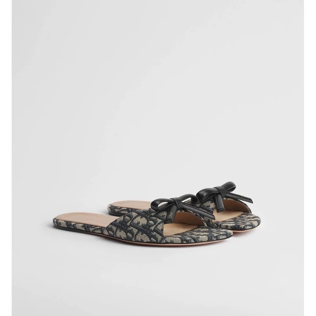 Dior Bow Slide Dior Oblique Embroidered Cotton KCO623-3
