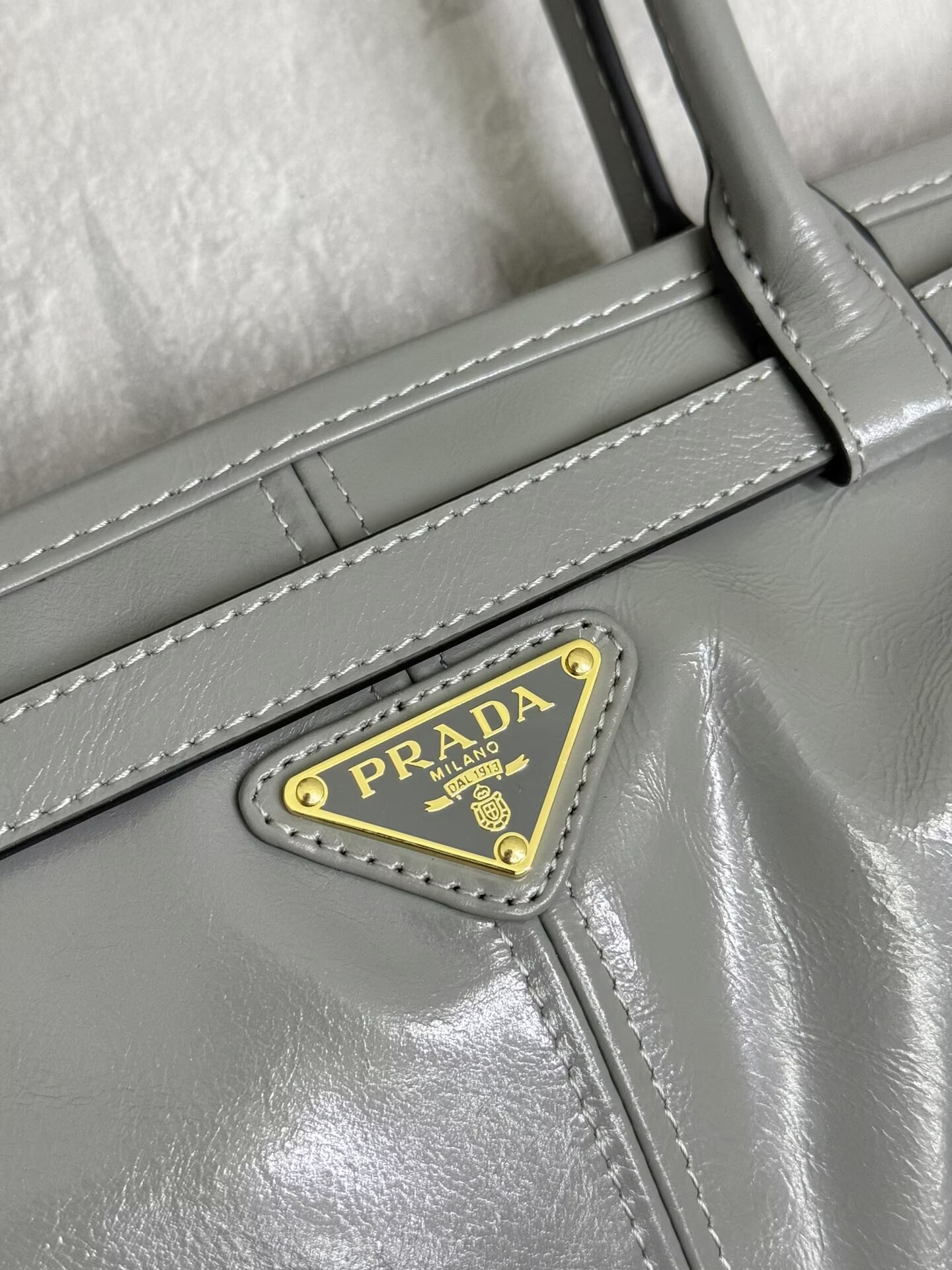 Prada Bonnie Leather Tote Bag 1BA433 Gray