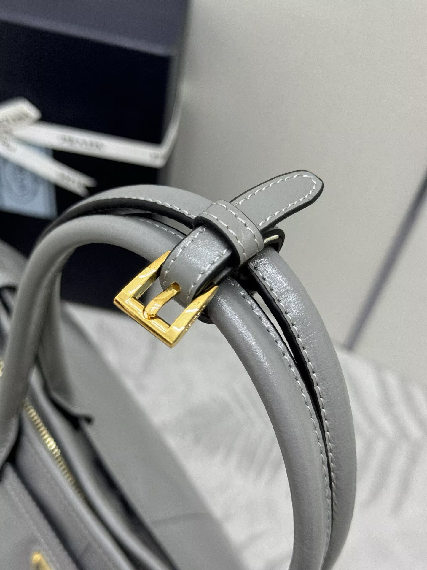 Prada Large Bonnie Leather Tote Bag 1BA439 Gray