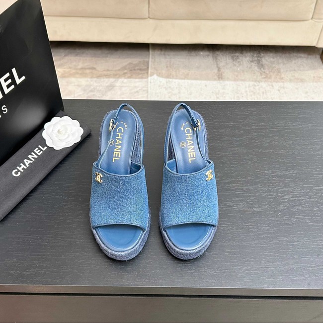 Chanel Sandals Washed Out Denim G47047-1 Blue