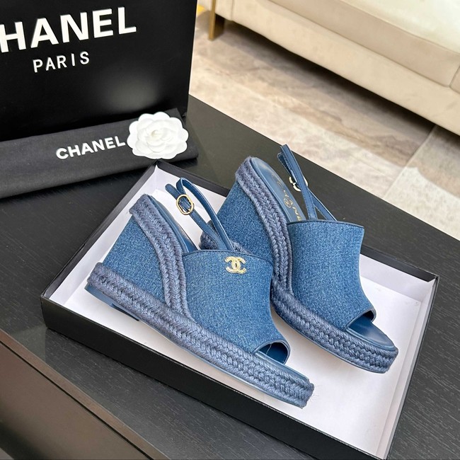 Chanel Sandals Washed Out Denim G47047-1 Blue