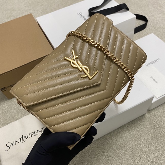 SAINT LAURENT WOC Classic Monogramme Flap Bag 360452 Apricot